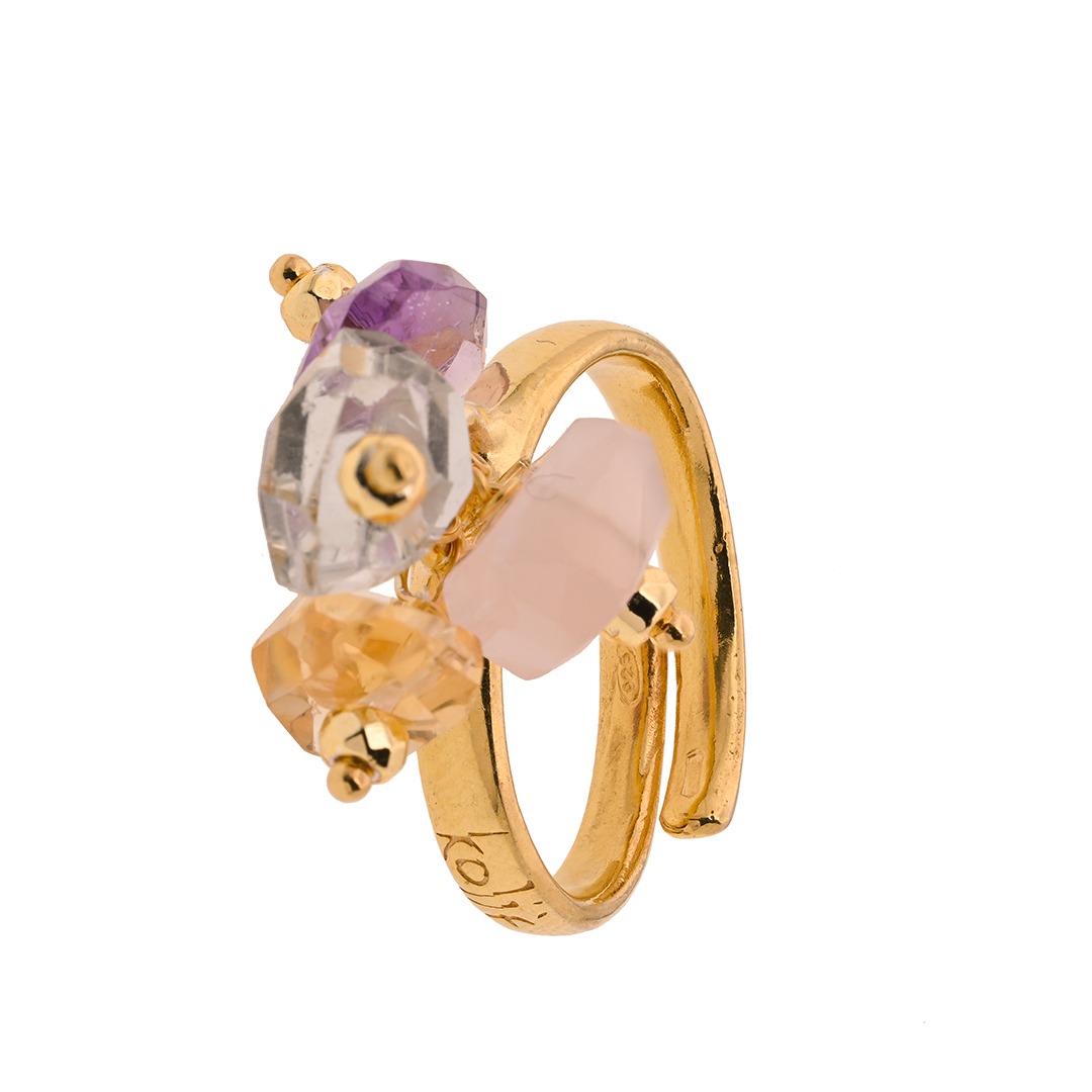 Limnos ring 06 · amethyst, citrine