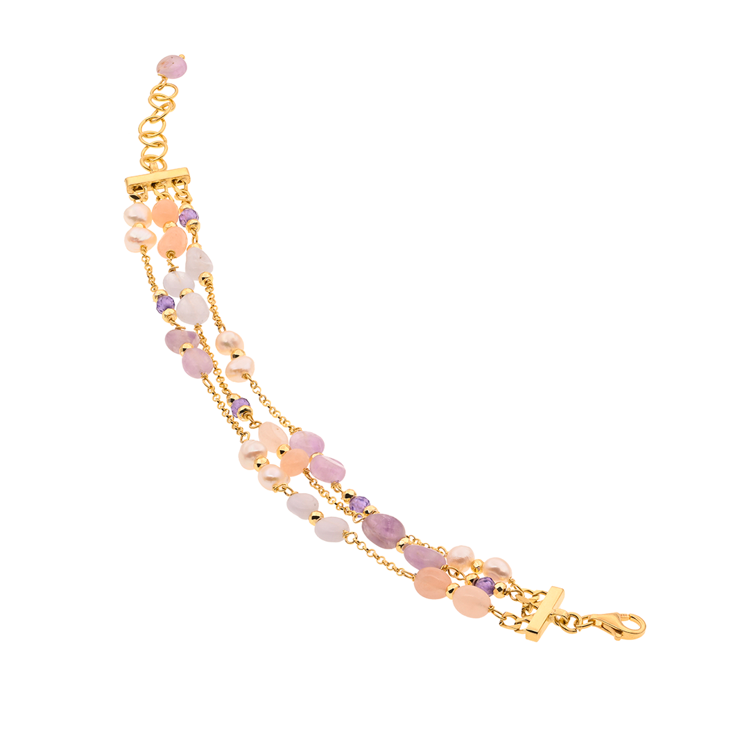 Kavos 03 Bracelet · amethyst, pearls, chalcedony, aventurine