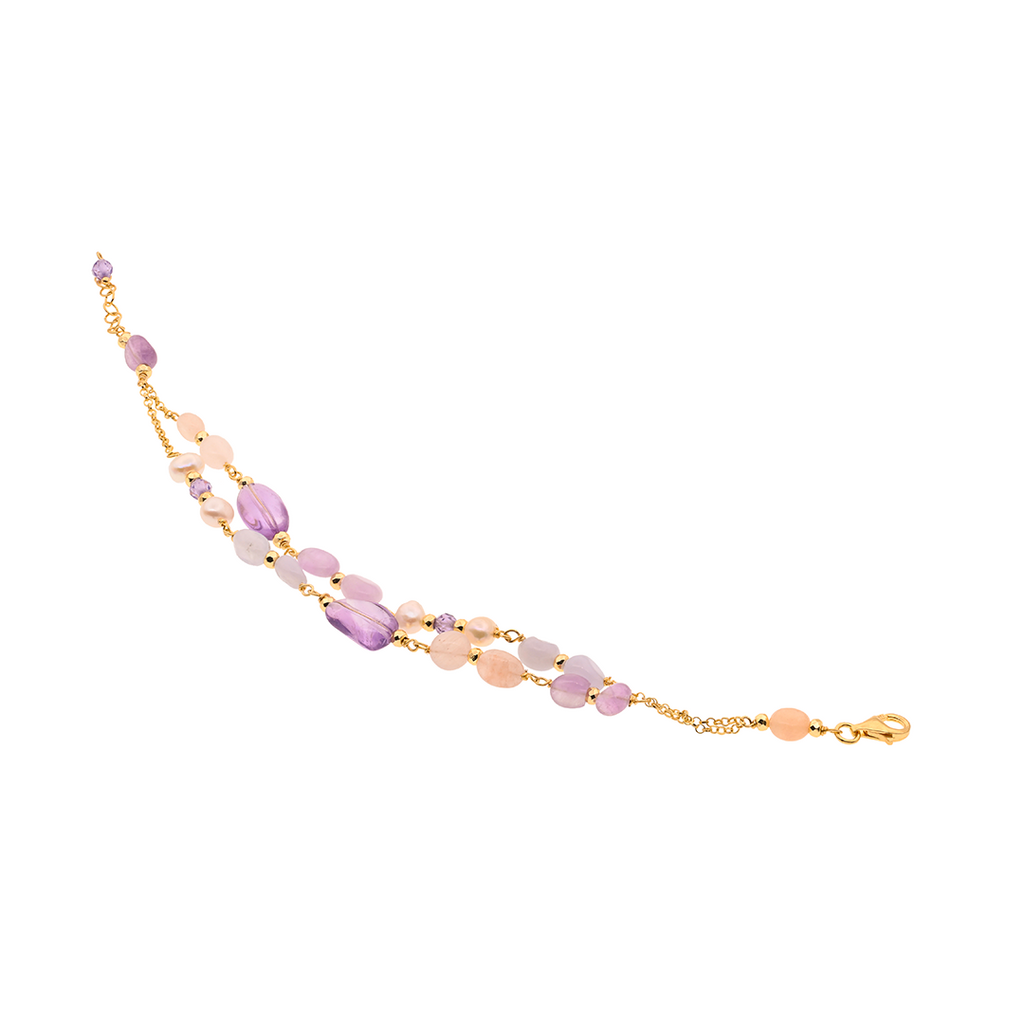 Kavos 04 Bracelet · amethyst, pearls, chalcedony, aventurine