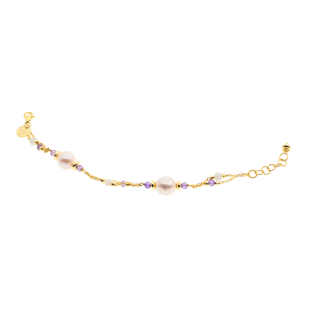 Lively 08 Bracelet · pearls, aquamarine, spinel