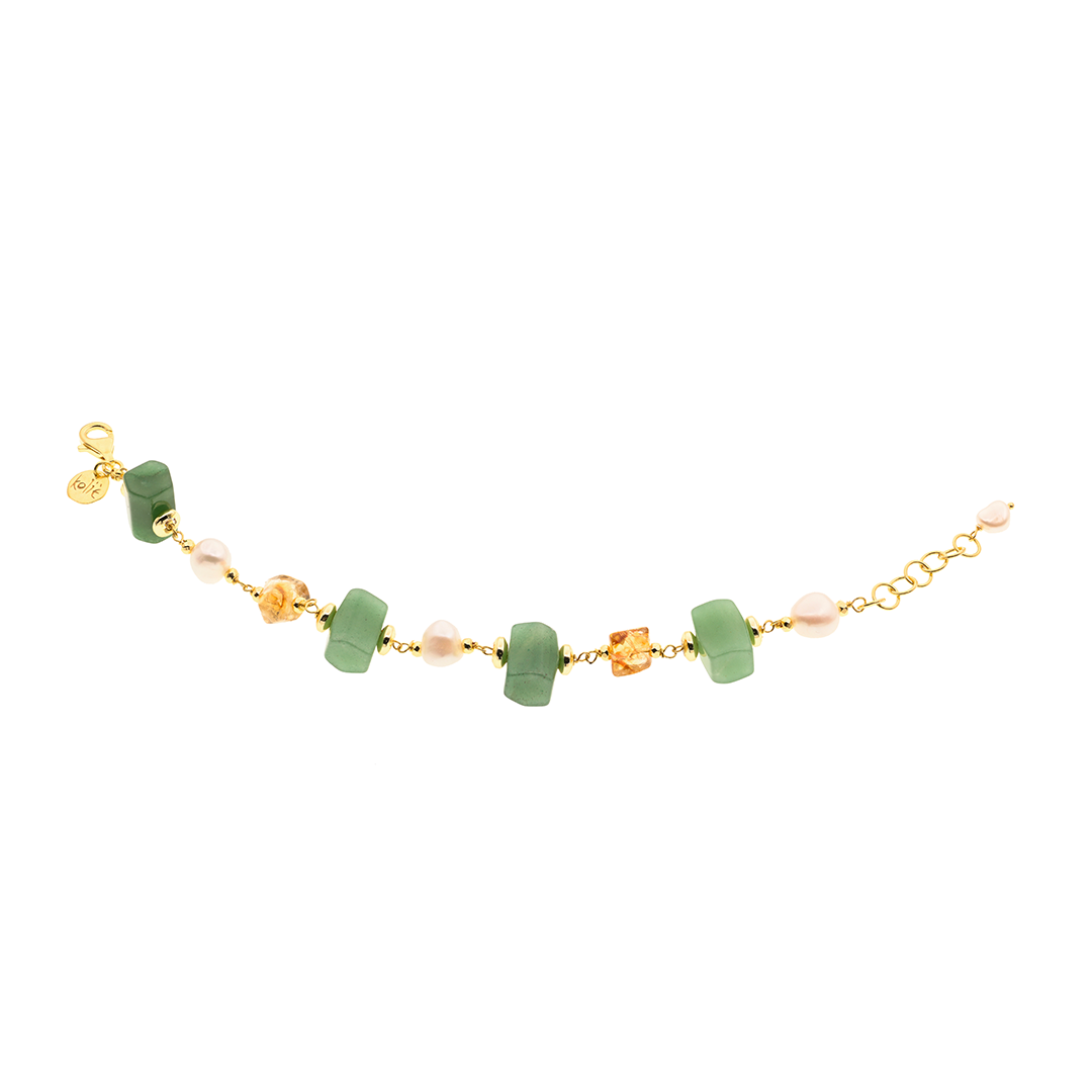 Lively 09 Bracelet · nephrite, citrine, pearls
