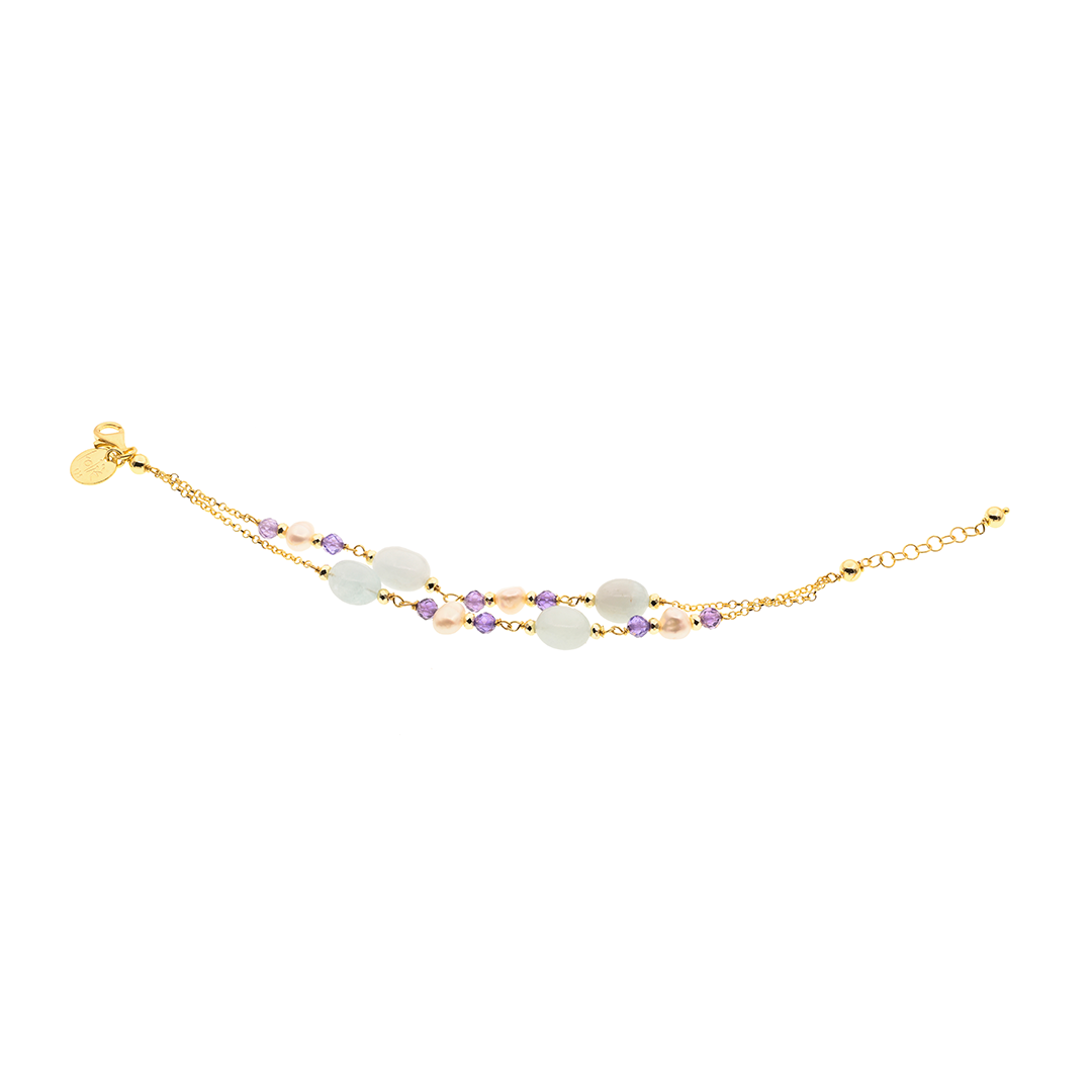 Lively 10 Bracelet · aquamarine, spinel, pearls