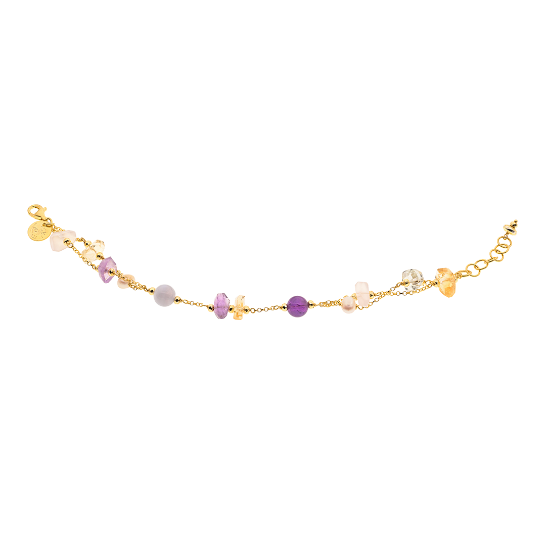 Lively 14 Bracelet · amethyst, pearls, citrine, chalcedony