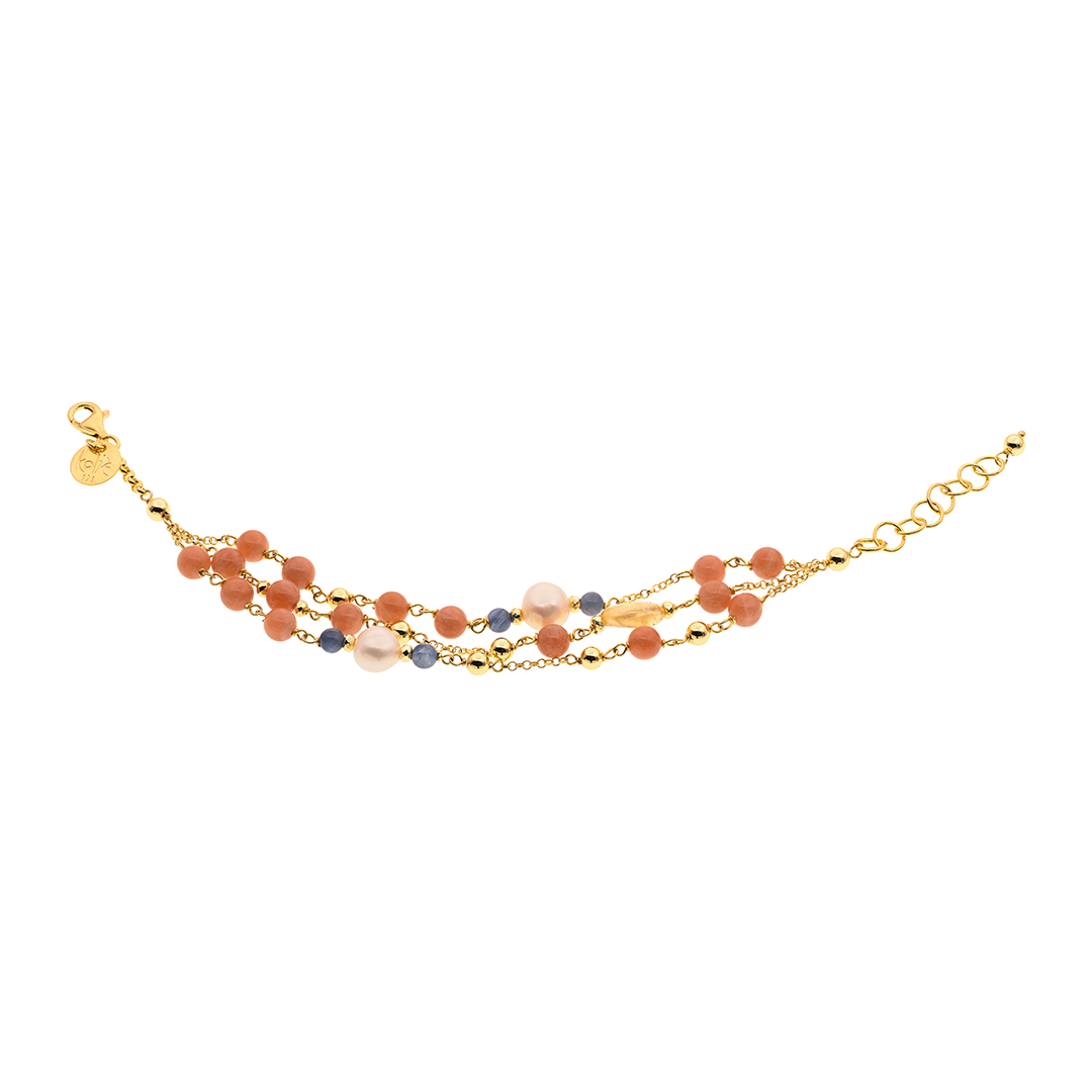 Lively 15 Bracelet · moonstone, kyanite, citrine, pearls