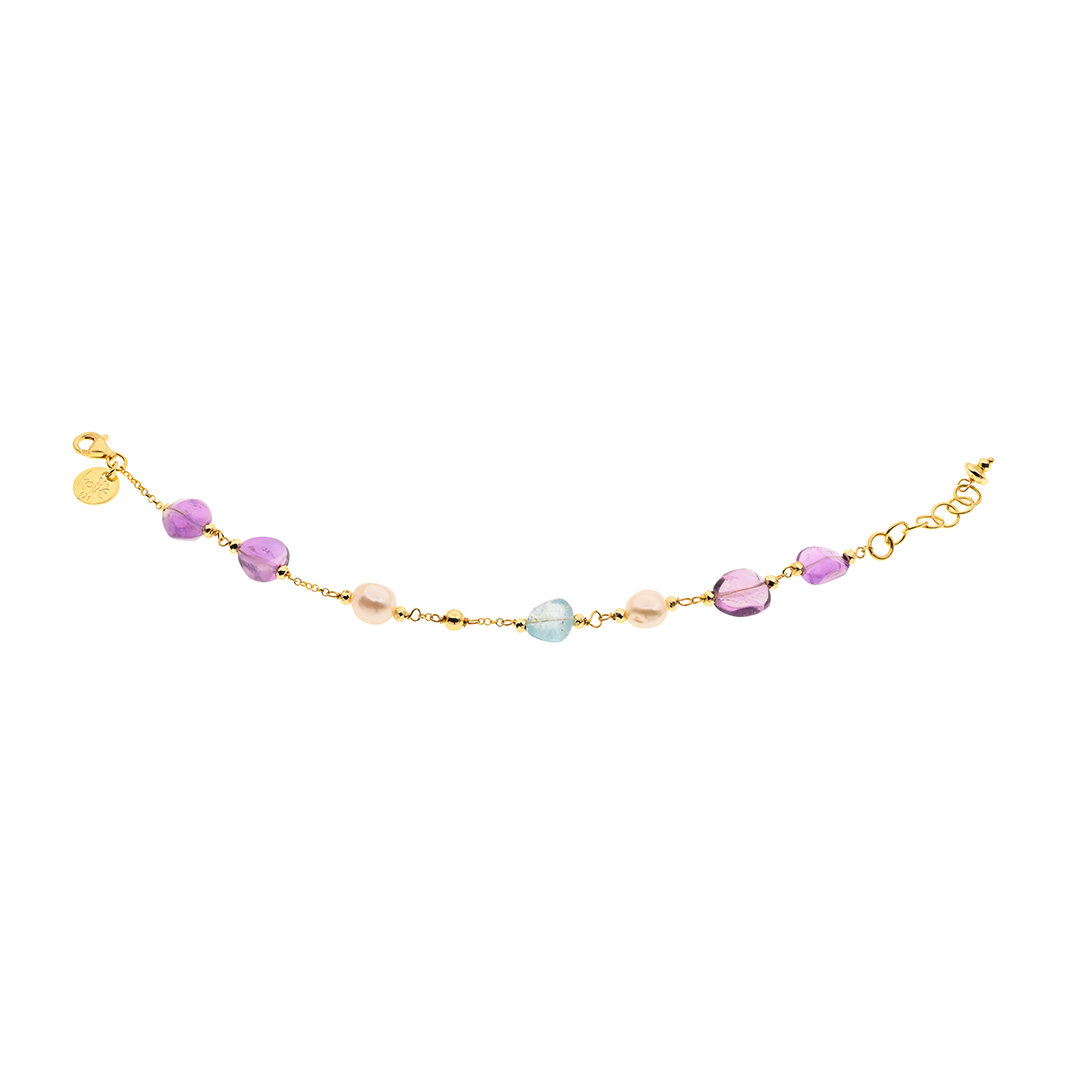 Lively 16 Bracelet · topaz, amethyst, pearls