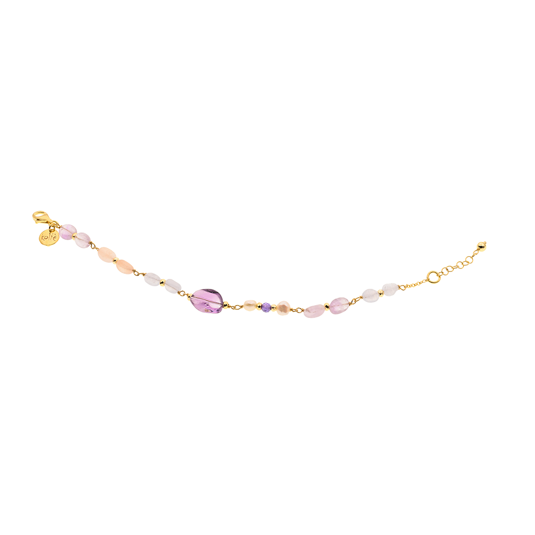 Lively 21 Bracelet · amethyst, pearls, chalcedony, aventurine