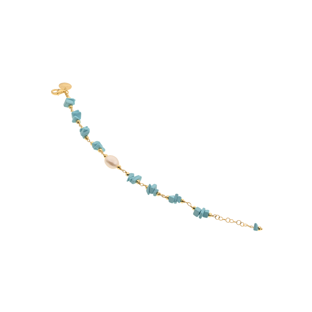 Lively 28 Bracelet · turquoise paste, pearls