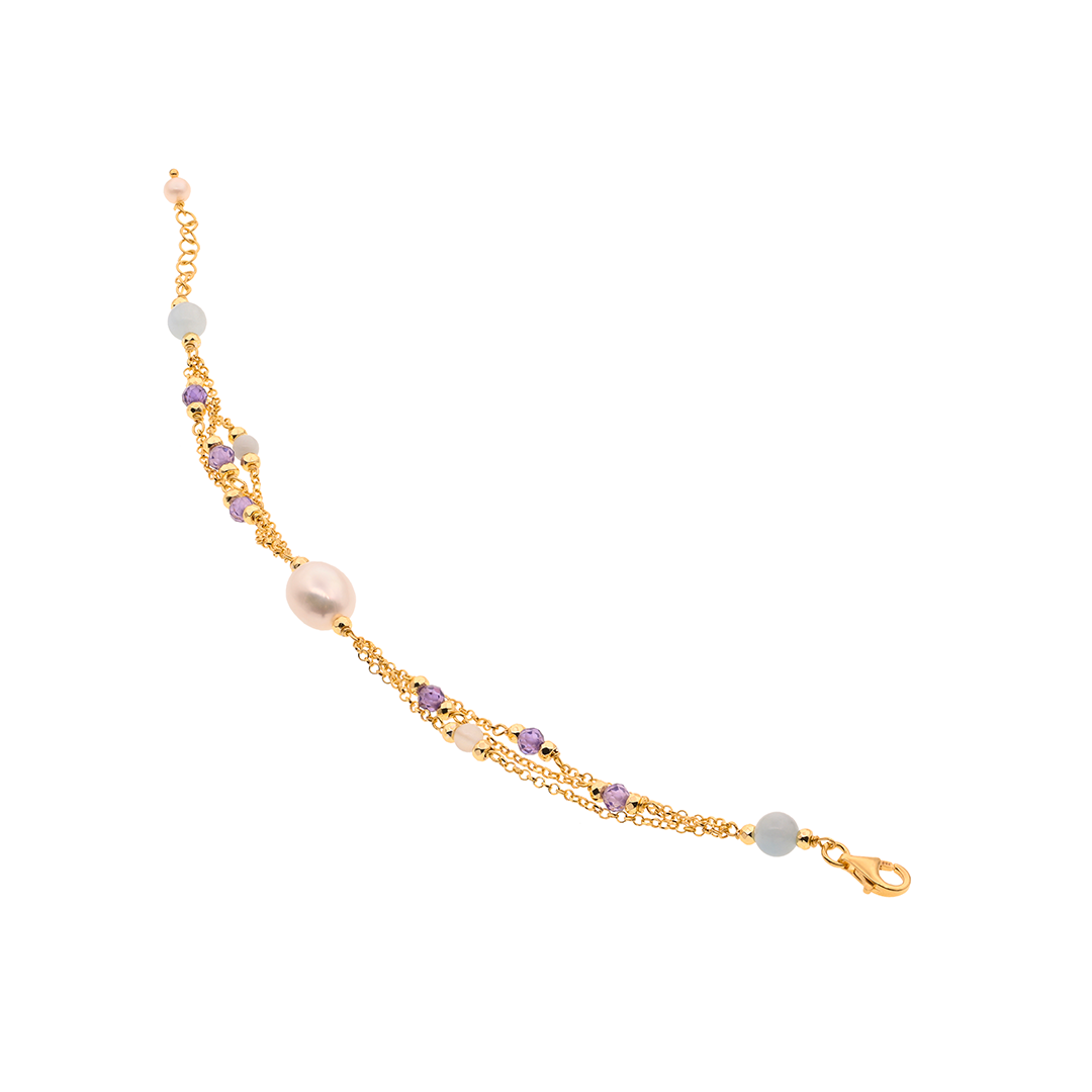 Bracciale Oia 02 · perle, spinello, calcedonio