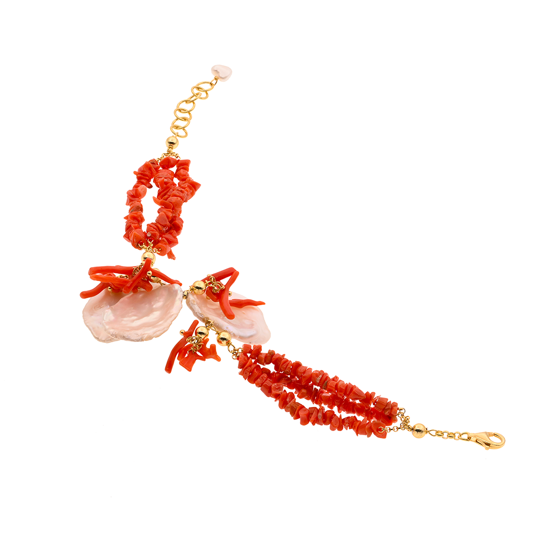 Pori 01 Bracelet · Mediterranean coral, pearls