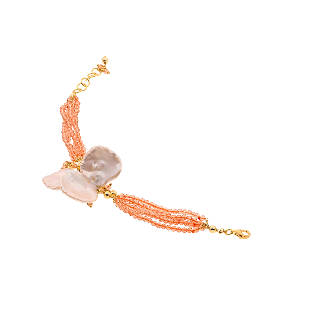 Pori 03 Bracelet · pearls, orange spinel