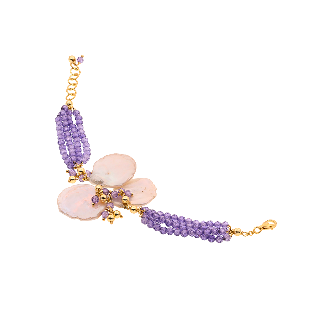 Pori 04 Bracelet · pearls, purple spinel