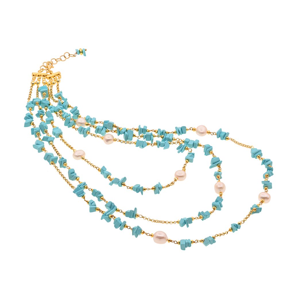 Corfu 30 necklace · turquoise paste, pearls