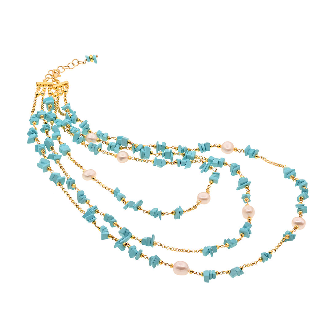 Corfu 30 necklace · turquoise paste, pearls