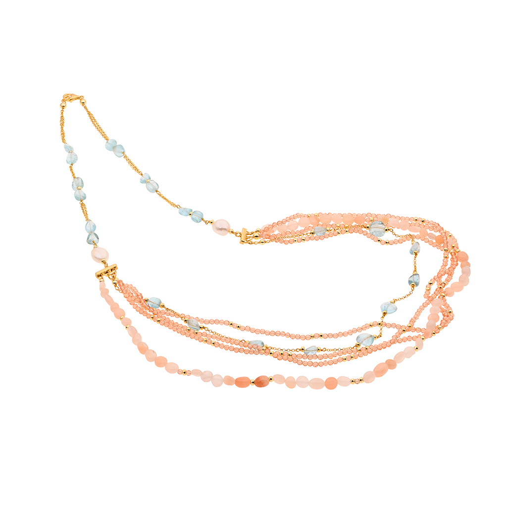 Collana Kavos 02 · perle, spinello, acquamarina, avventurina