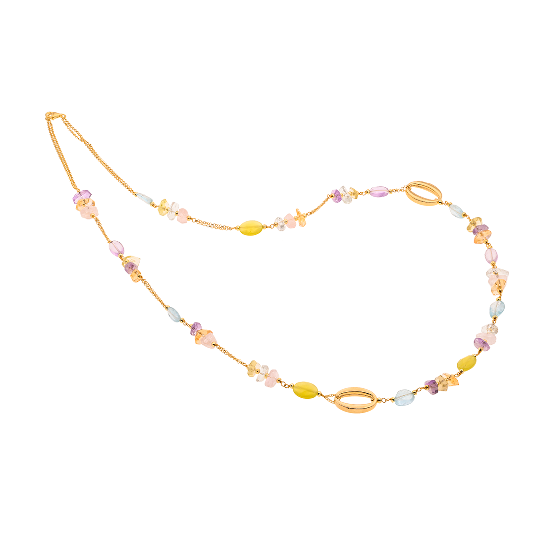 Lefkada 06 Necklace · citrine, aquamarine, quartz