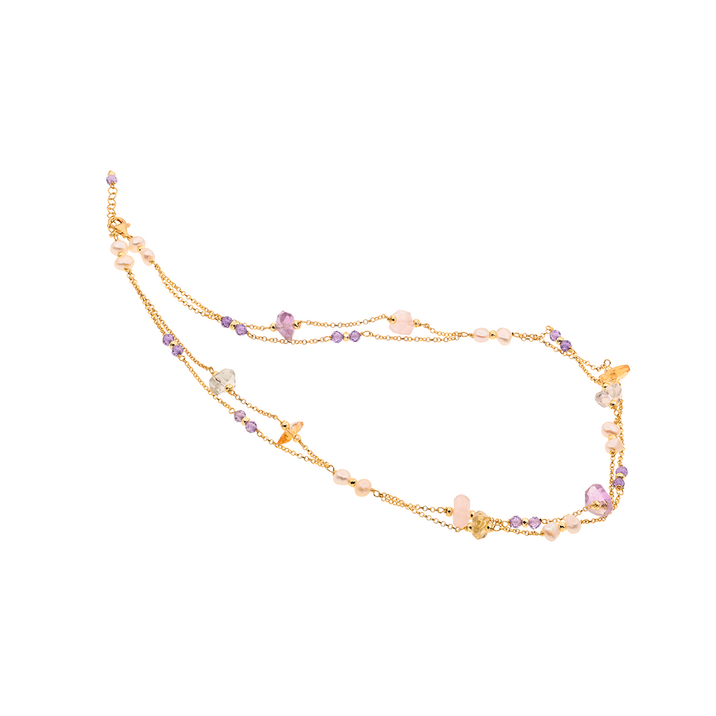 Limnos 06 Necklace · amethyst, citrine, pearls