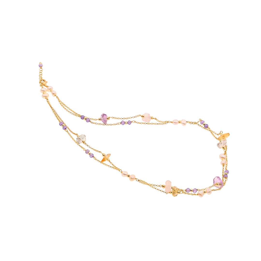 Limnos 06 Necklace · amethyst, citrine, pearls