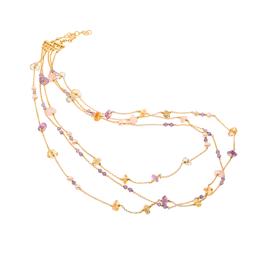 Limnos 07 Necklace · amethyst, citrine, pearls