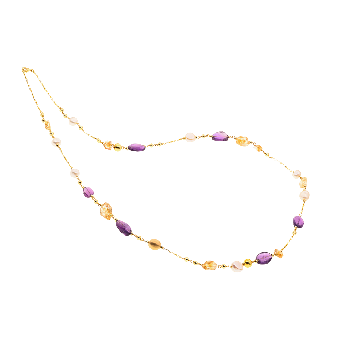Collana Lively 01 · ametista, citrino, perle