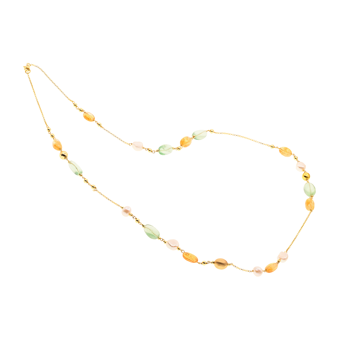 Collana Lively 02 · fluorite, citrino, perle