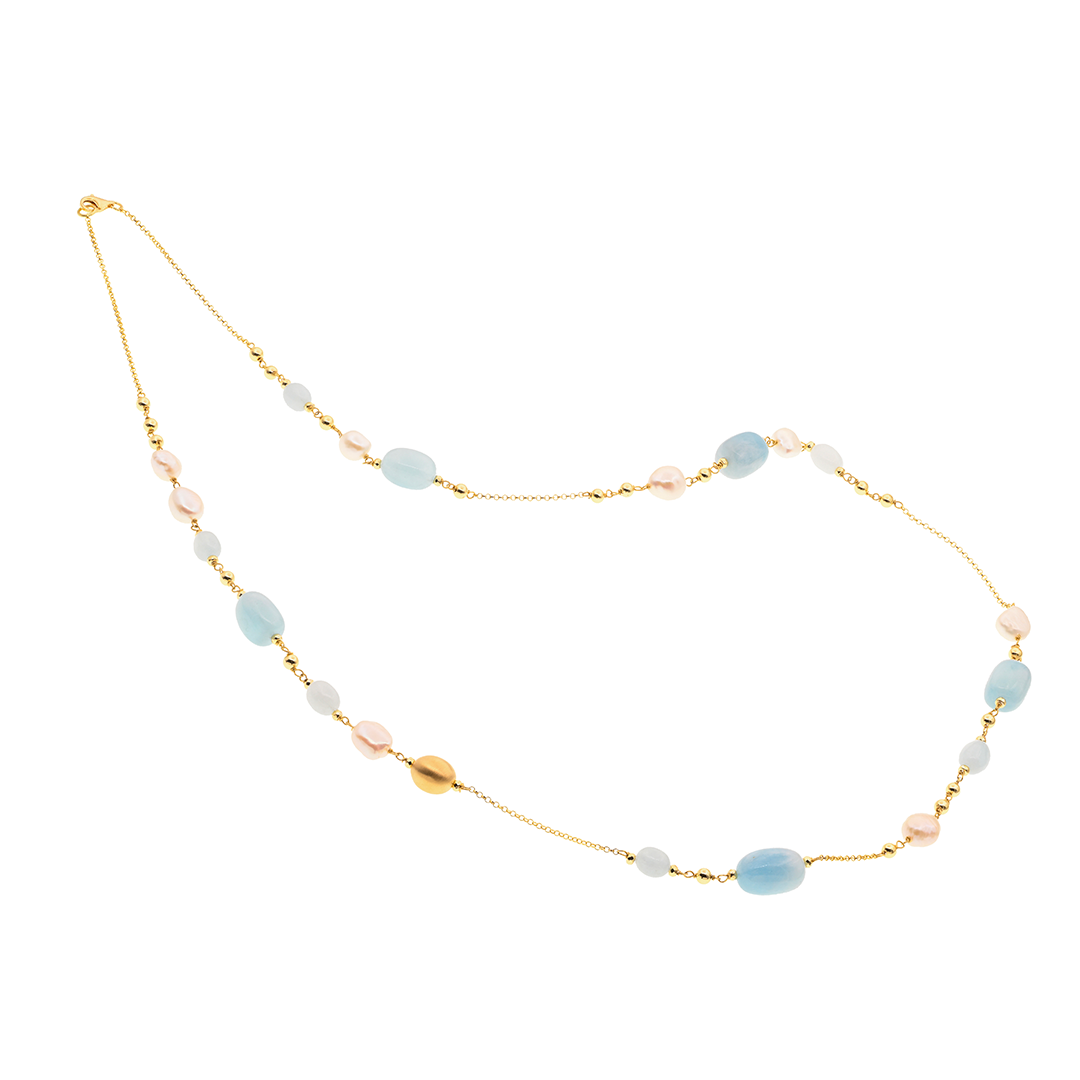 Collana Lively 06 · acquamarina, perle