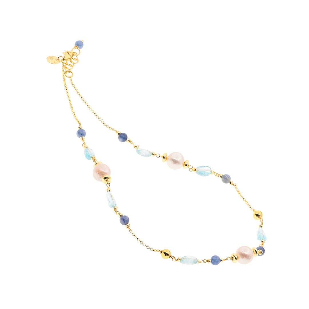 Collana Lively 07-45 · topazio, cianite, perle