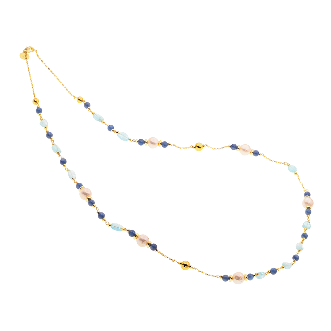 Collana Lively 07 · topazio, cianite, perle