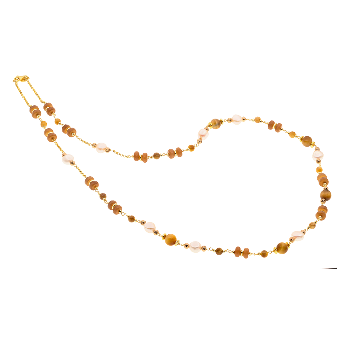 Lively 11 necklace · golden eye, pearls