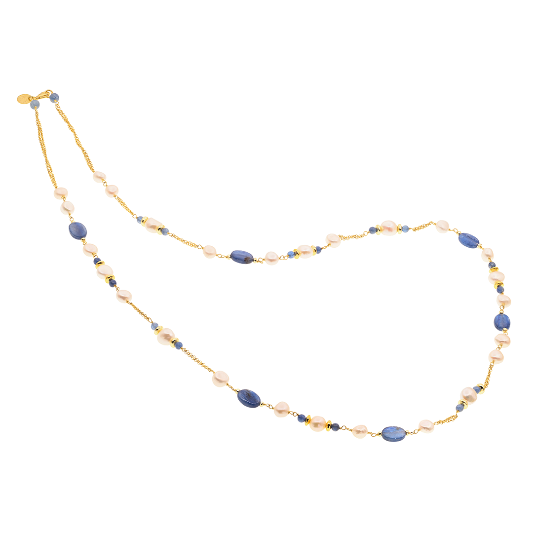 Lively 12 Necklace · kyanite, pearls