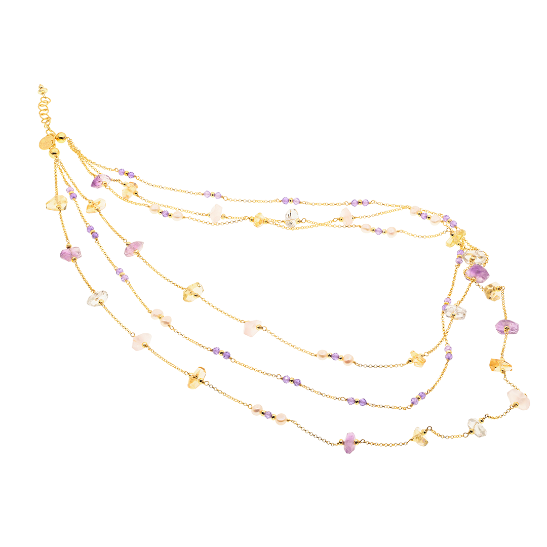 Lively 18 necklace · amethyst, pearls, citrine
