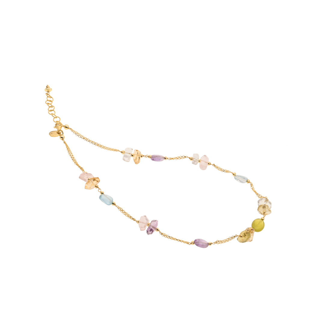 Lively necklace 19-45 · citrine, quartz, aquamarine