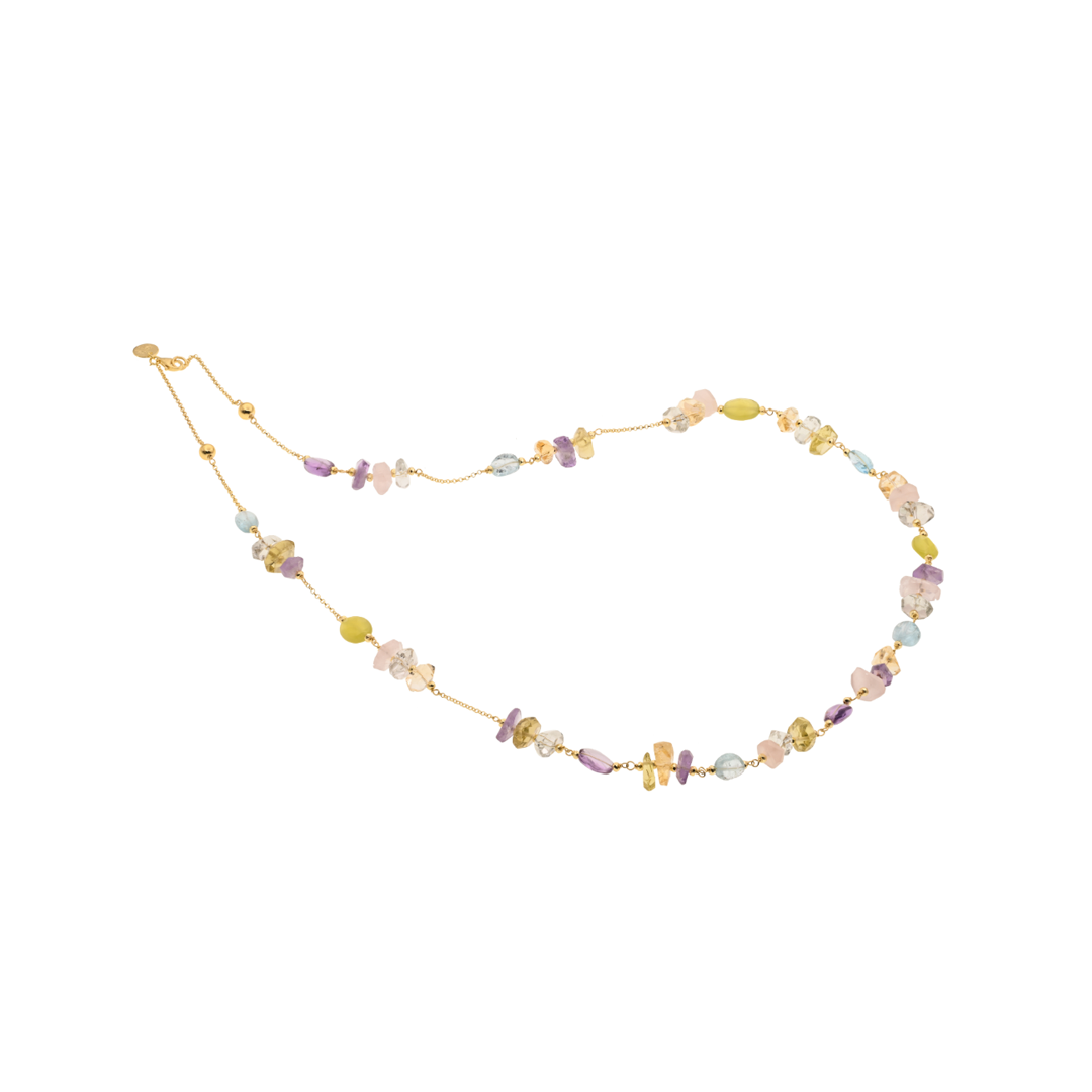 Lively 19 Necklace · citrine, quartz, aquamarine