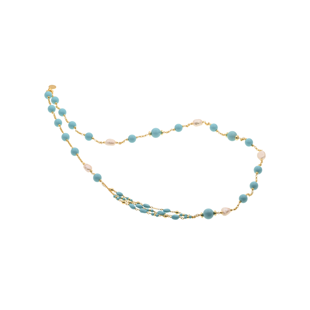 Lively 27 Necklace · turquoise paste, pearls