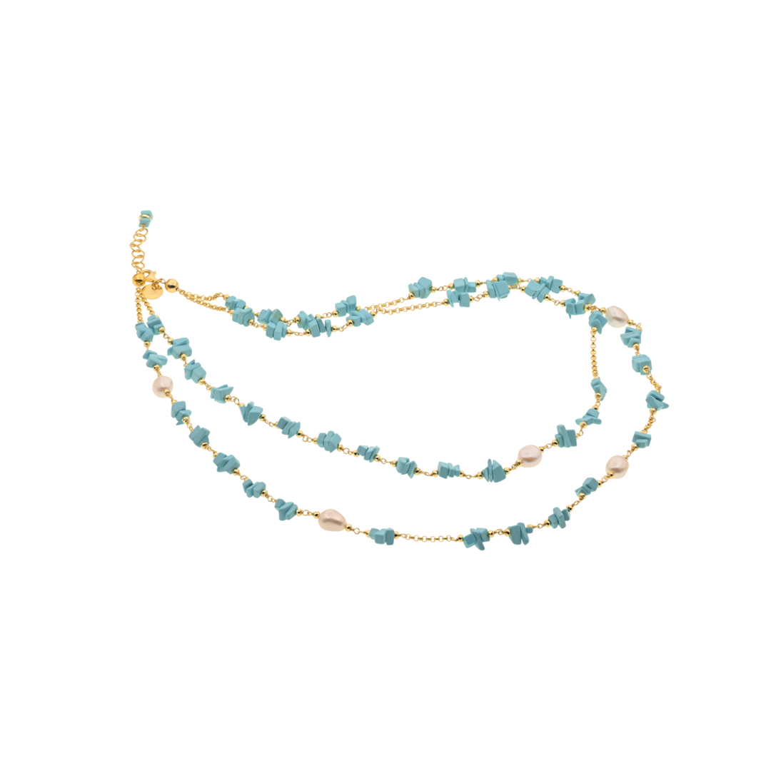Lively 28 Necklace · turquoise paste, pearls