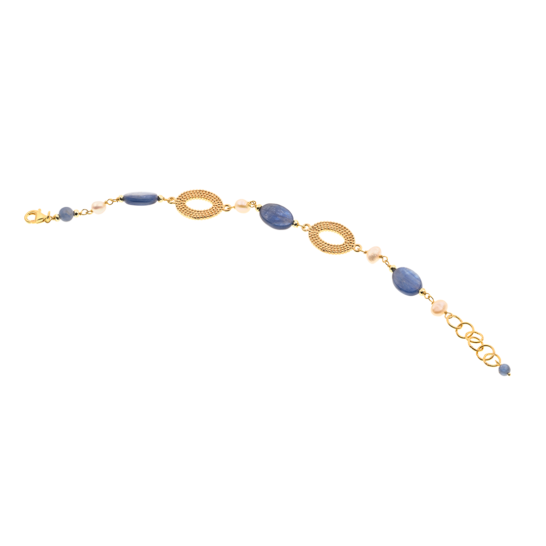 Myrtos 01 bracelet · kyanite, pearls