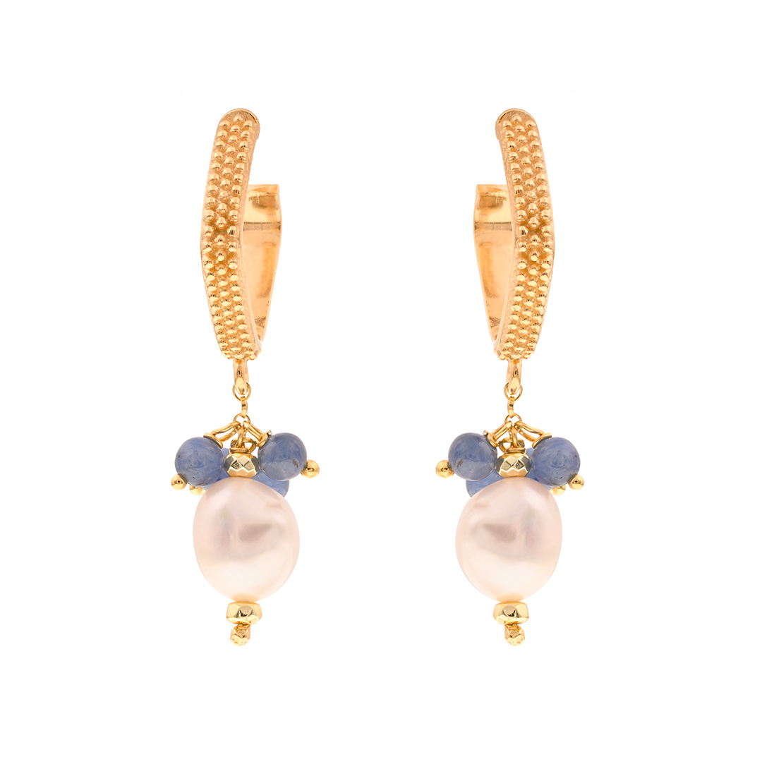 Myrtos 01 Earrings · kyanite, pearls