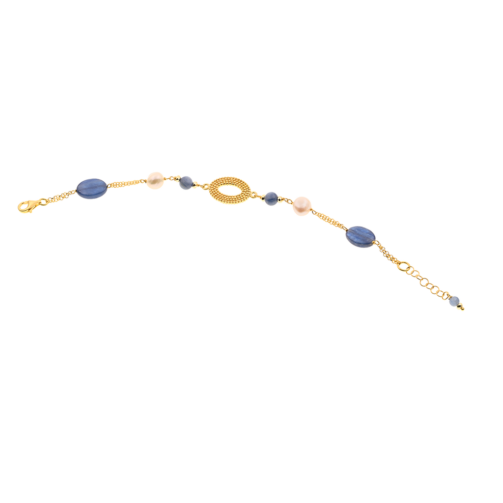 Myrtos 02 bracelet · kyanite, pearls