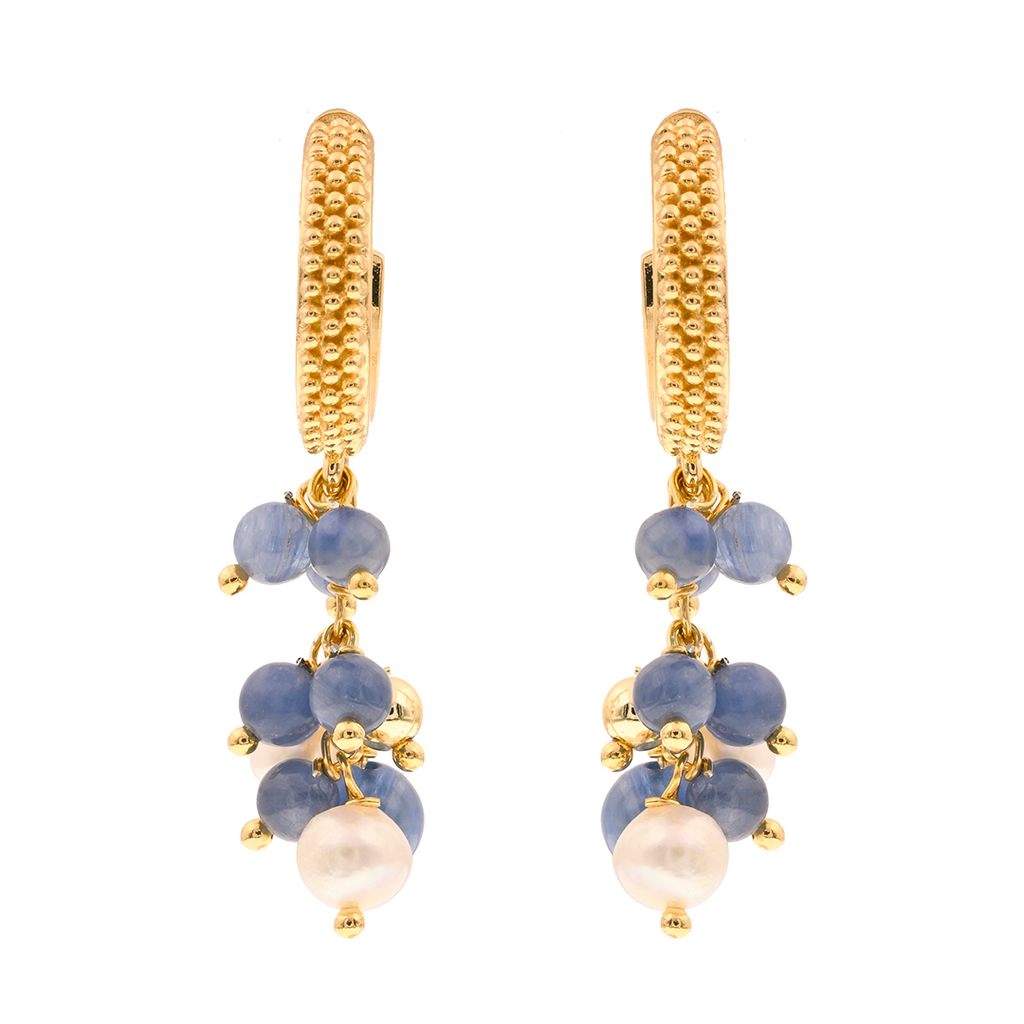 Myrtos 02 Earrings · kyanite, pearls