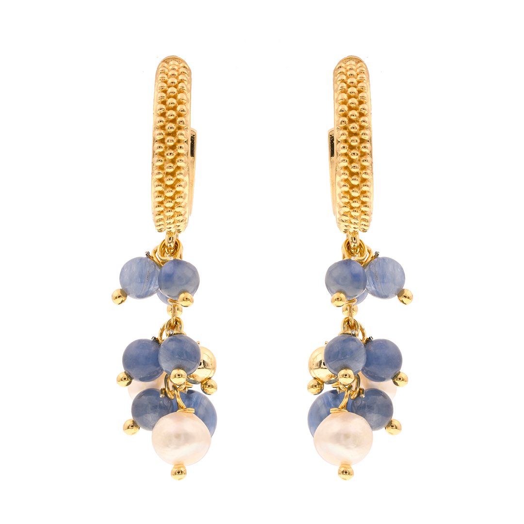 Myrtos 02 Earrings · kyanite, pearls