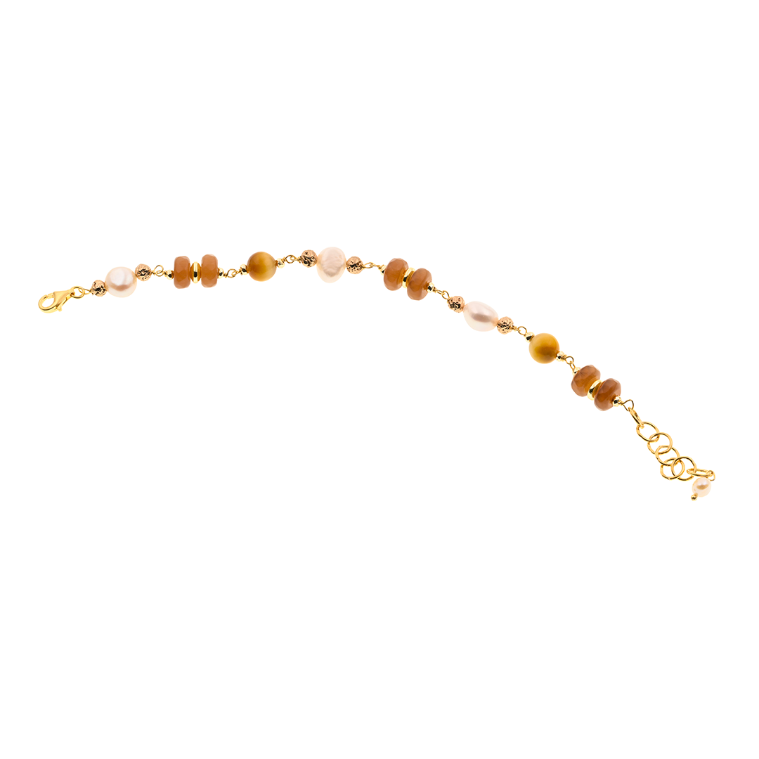 Myrtos 04 Bracelet · golden eye, pearls