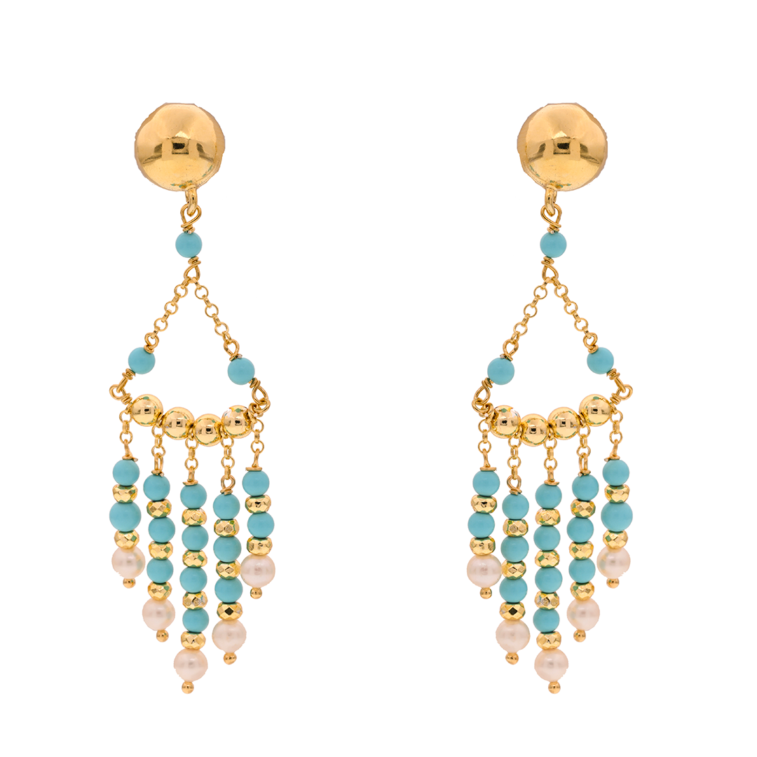 Corfu 27 Earrings · turquoise paste, pearls