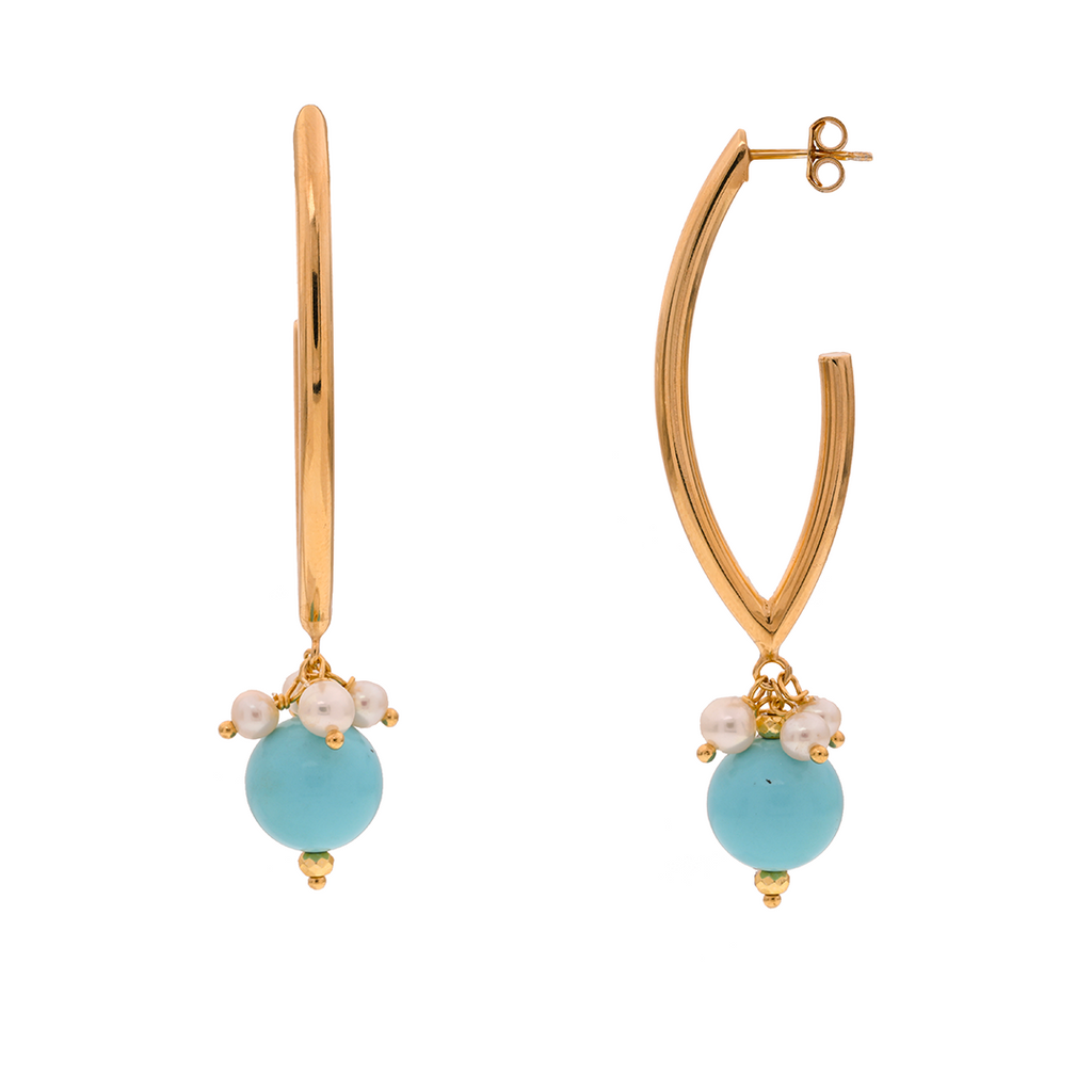 Corfu 28 Earrings · turquoise paste, pearls