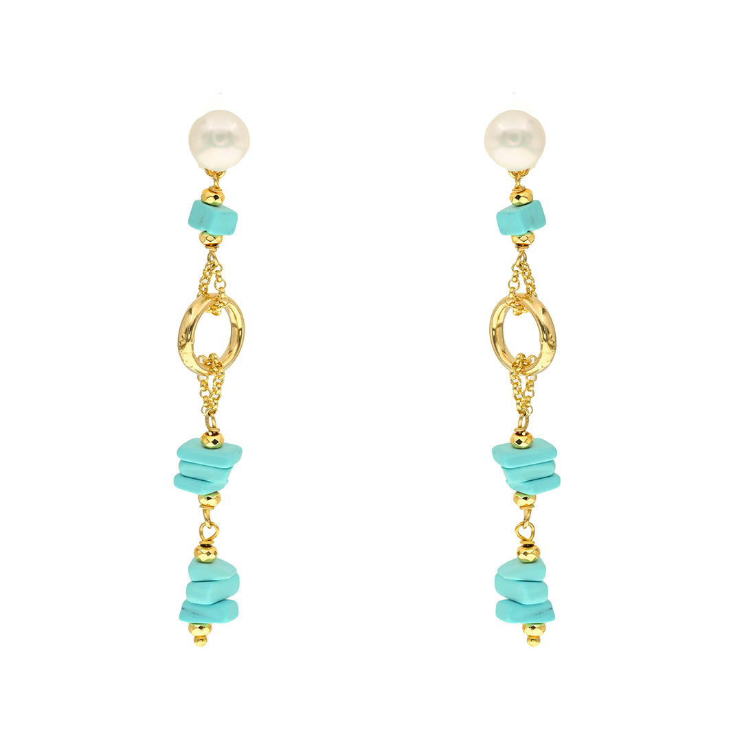 Corfu 29 Earrings · turquoise paste, pearls