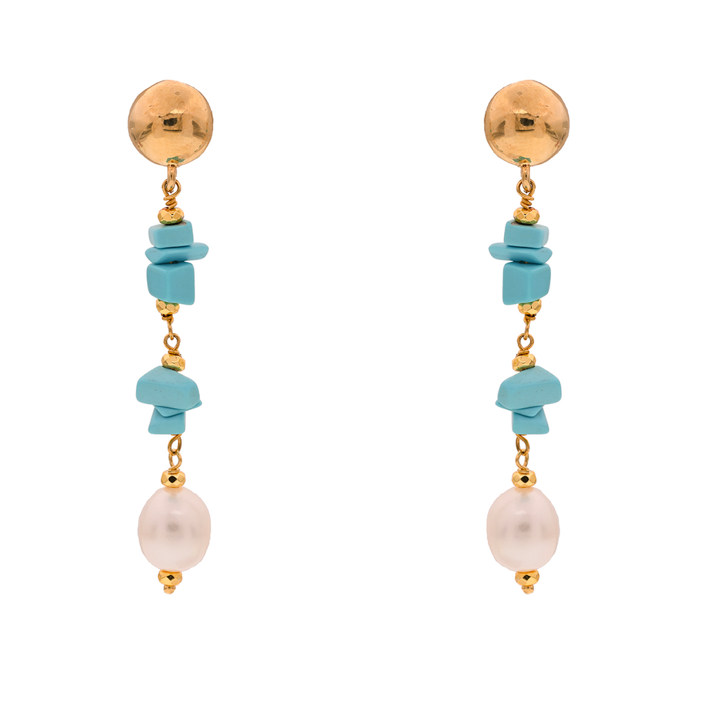Corfu 30 Earrings · turquoise paste, pearls