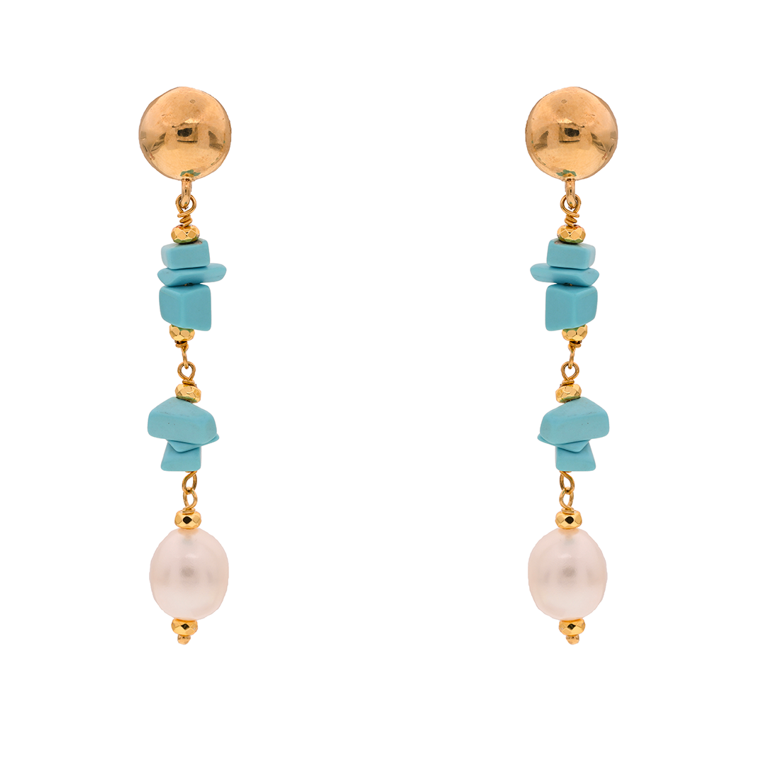 Corfu 30 Earrings · turquoise paste, pearls