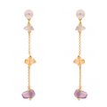 Evia 09 Earrings · amethyst, pearls, citrine, chalcedony