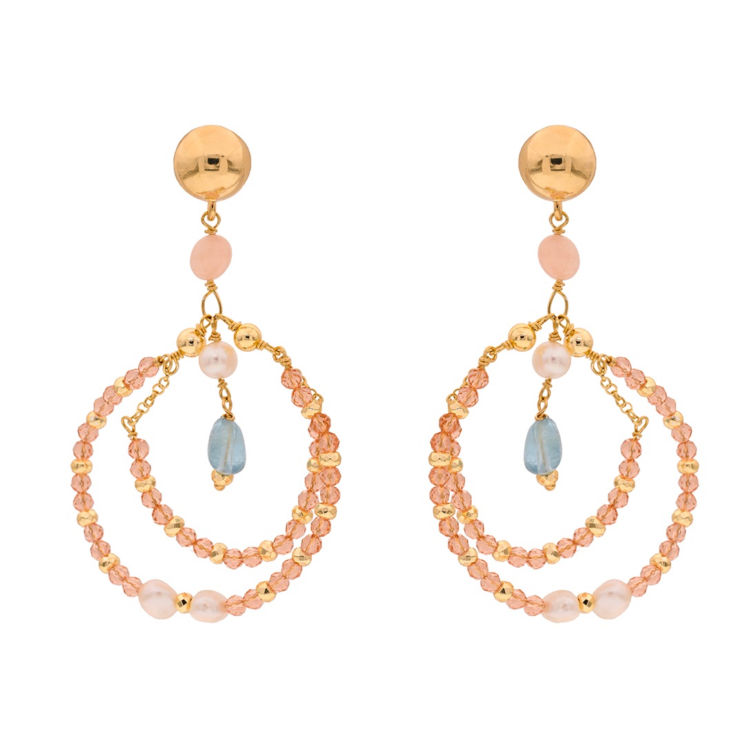 Kavos 01 Earrings · pearls, aquamarine, aventurine