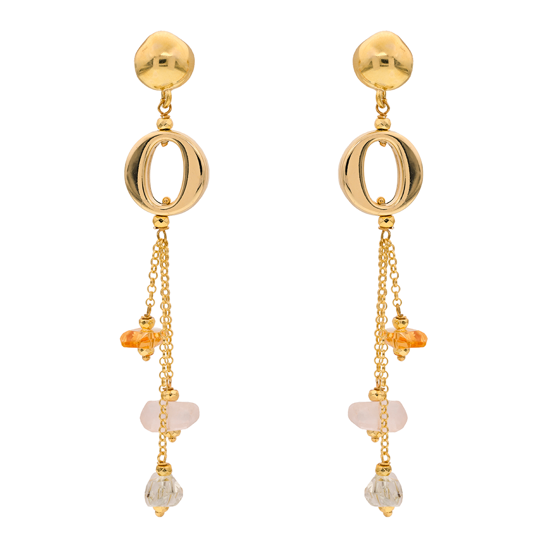 Lefkada 06 Earrings · citrine, aquamarine, quartz