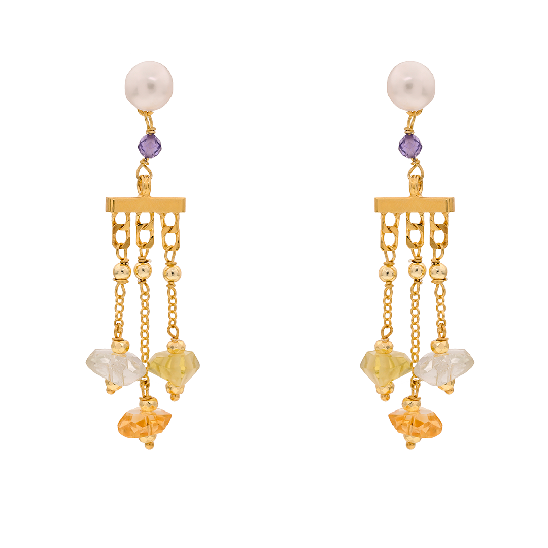 Limnos 06 Earrings · amethyst, citrine, pearls