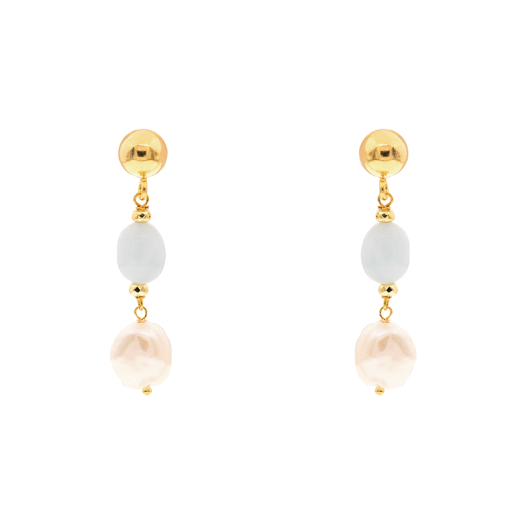 Lively 06 Earrings · aquamarine, pearls